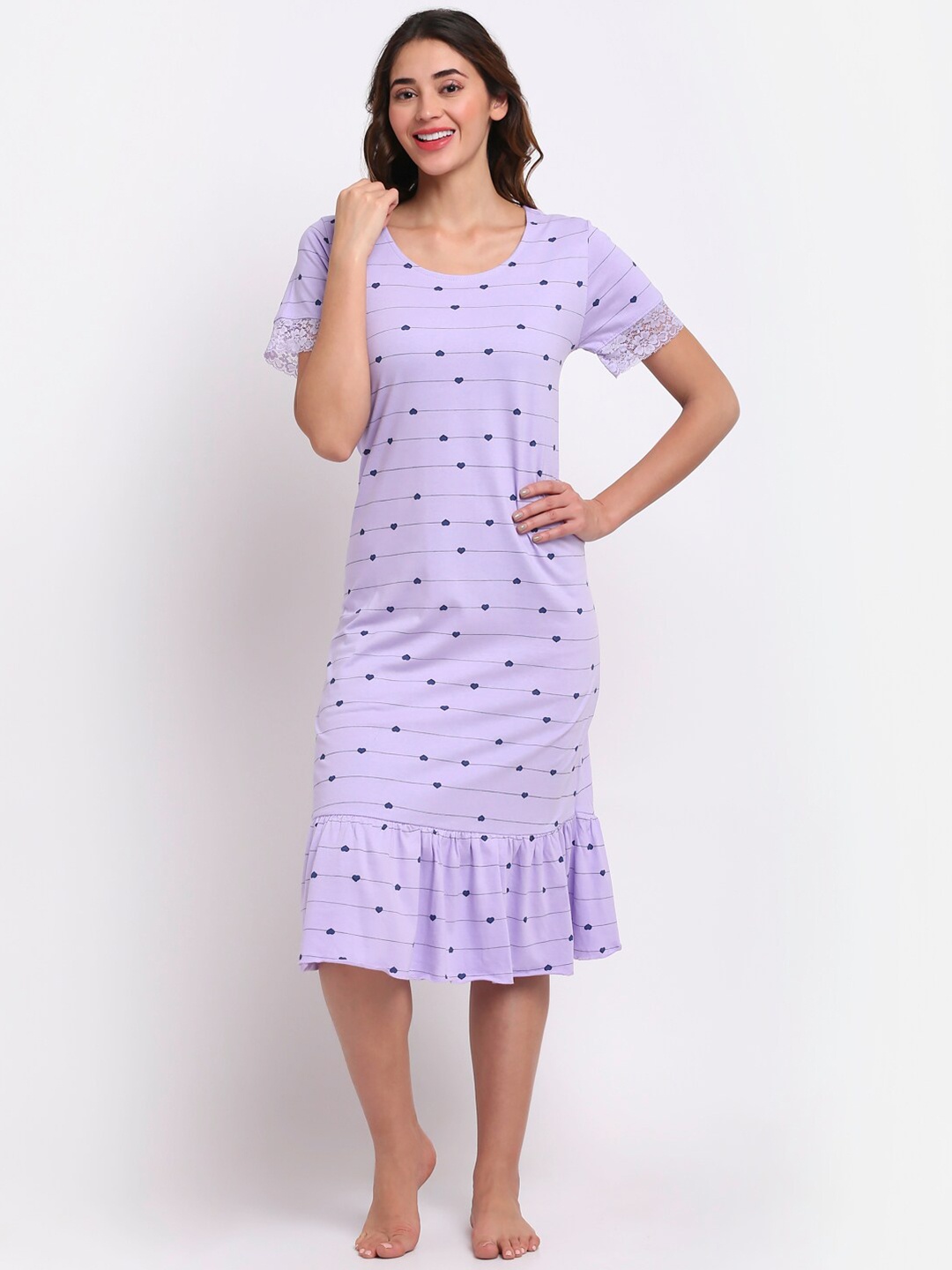 

Slumber Jill Lavender Printed Nightdress