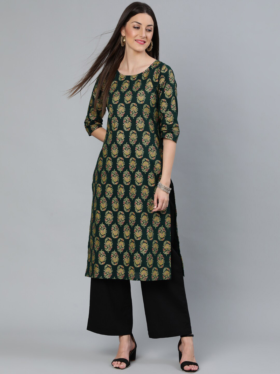 

AASI - HOUSE OF NAYO Women Green Floral Printed Kurta