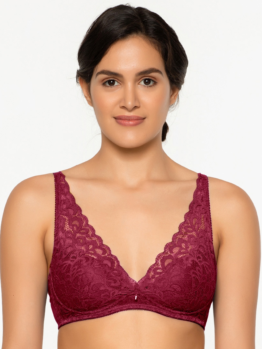 

Wacoal Burgundy Mystique Floral Lightly Padded Bra All Day Comfort
