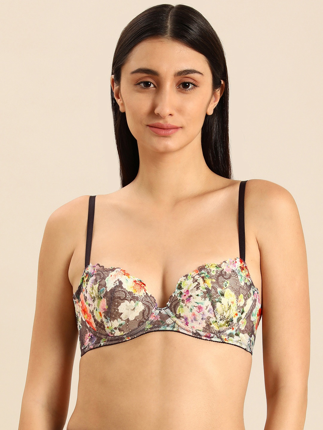 

Wacoal Olive Green Floral Bragenic Bra Lightly Padded BMI220-VI