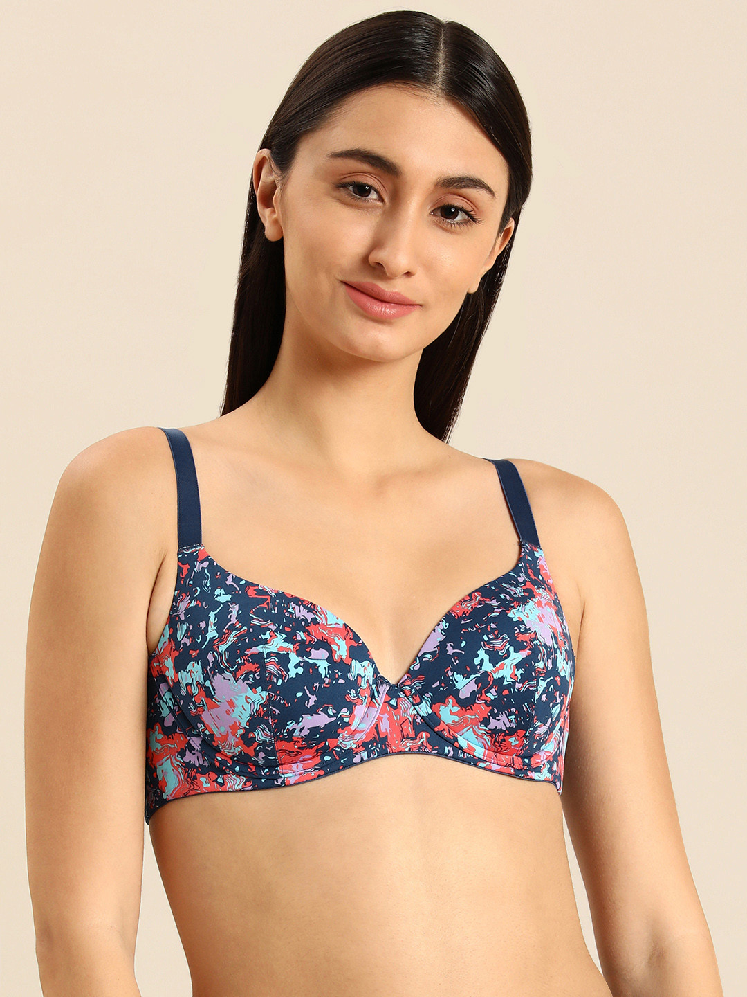 

Wacoal Blue Essential Print Bra Underwired Lightly Padded IB5443-BU