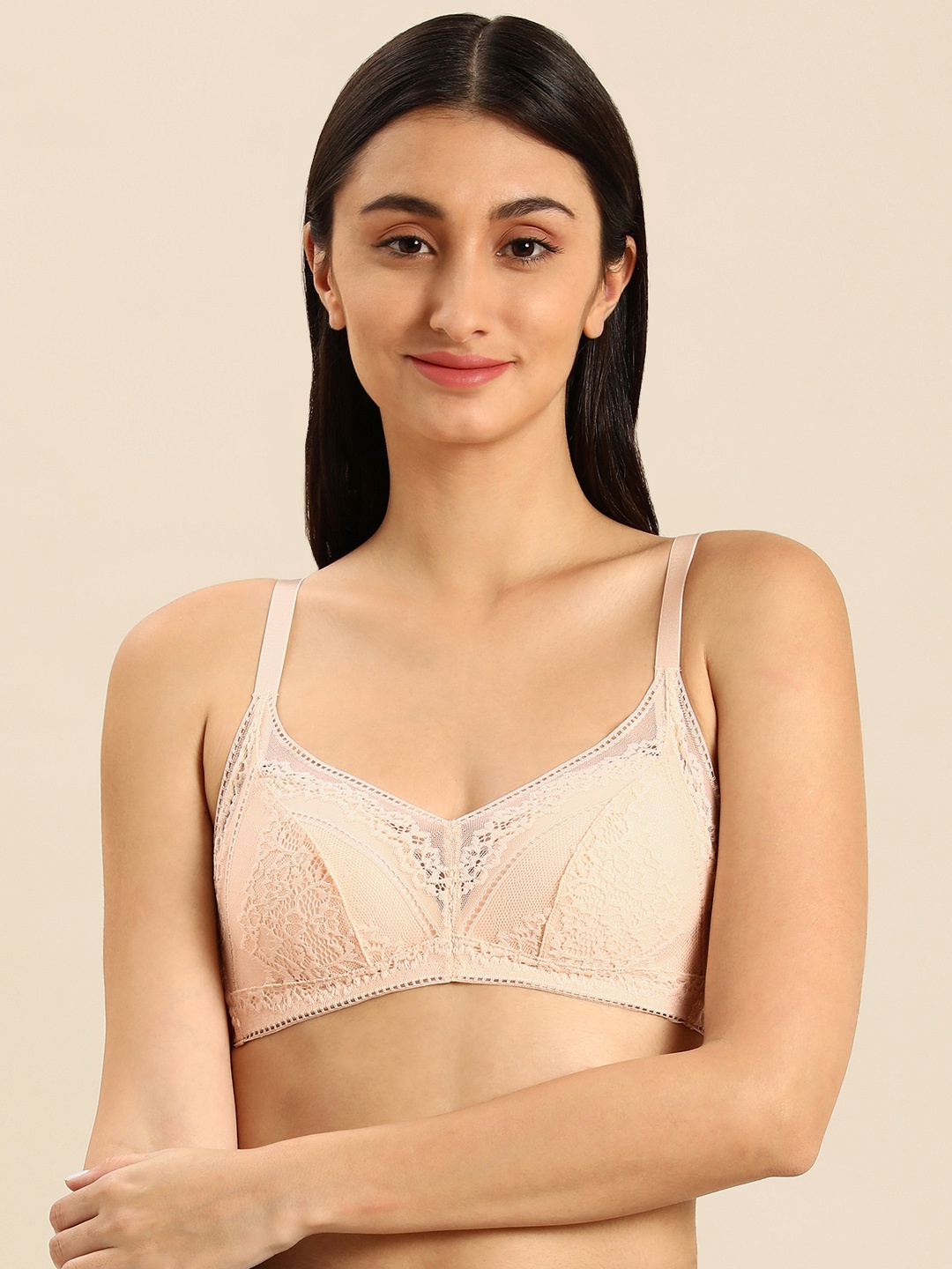 

Wacoal Cream-Coloured Lucy Floral Lightly Padded Bra All Day Comfort