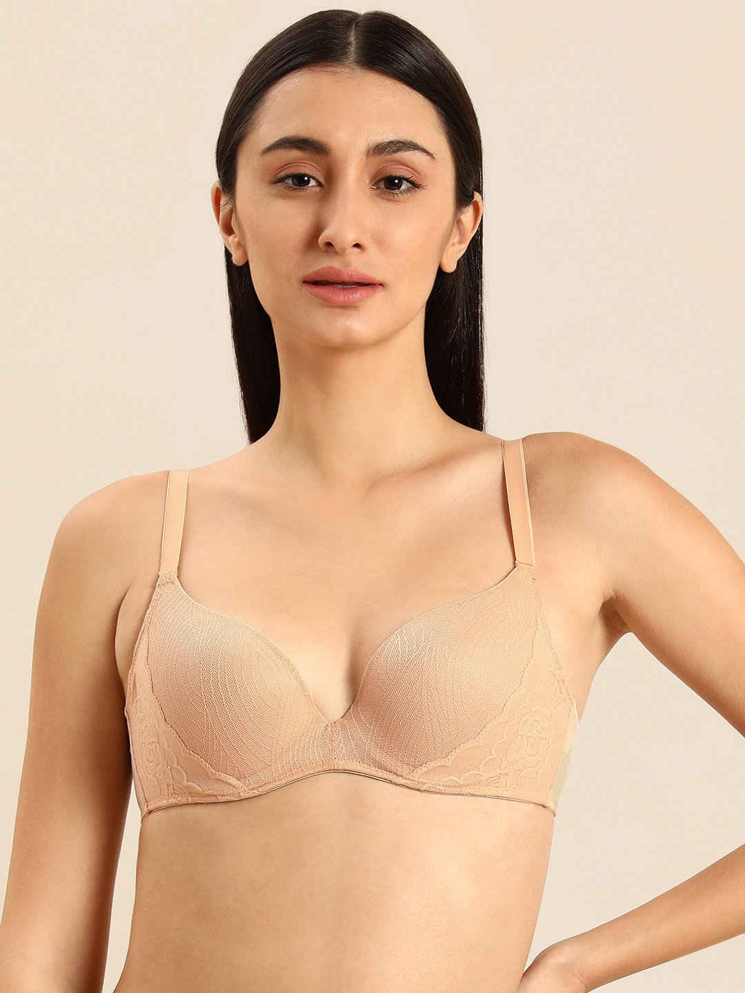

Wacoal Beige Bellappetit Floral Lightly Underwired All Day Comfort Padded Bra