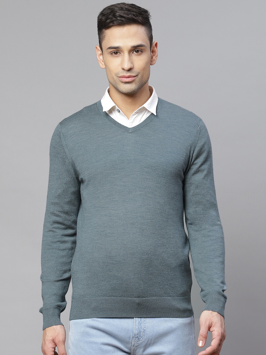 

Marks & Spencer Men Blue Melange Effect Pullover