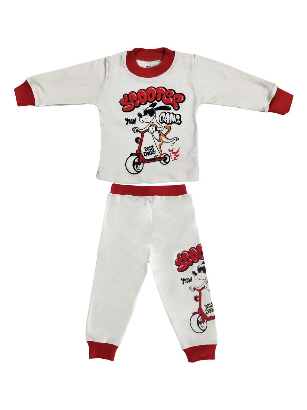 

Zoom Minimondo Kids White & Red Pure Cotton Scooby-Doo Printed Night suit