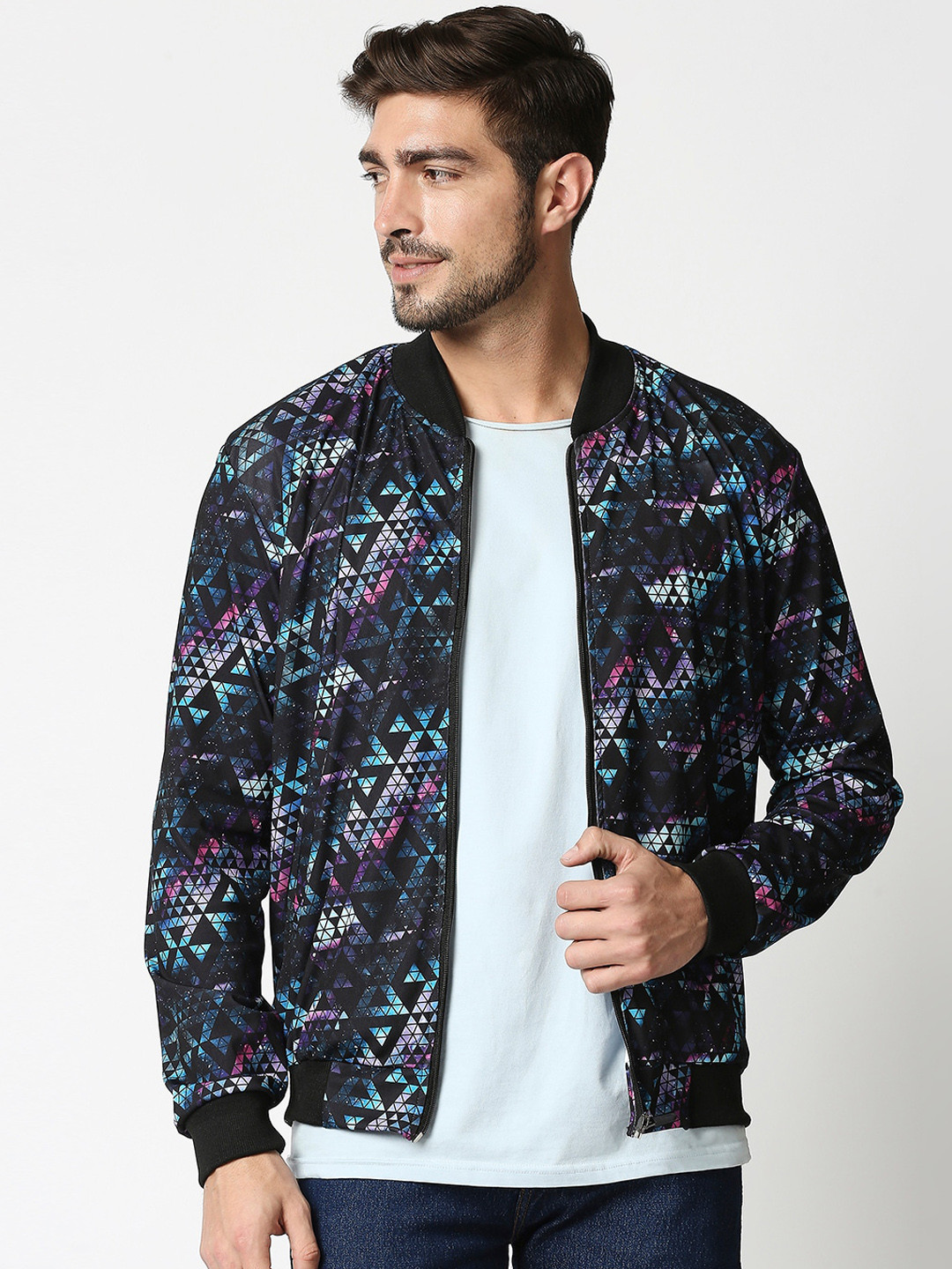 

High Star Men Multicoloured Bomber Jacket, Multi