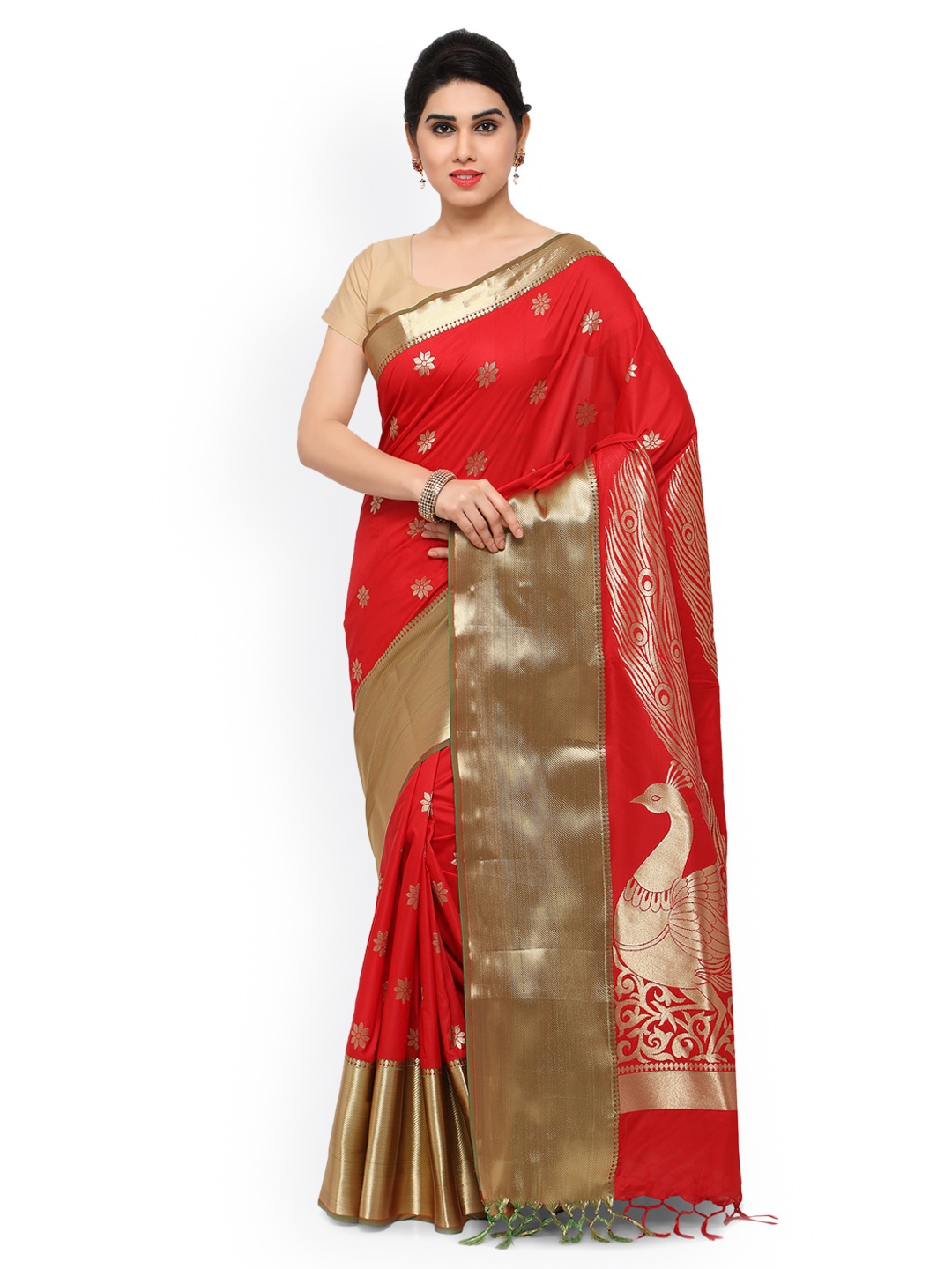 

Varkala Silk Sarees Red Paithani Silk & Jacquard Traditional Saree