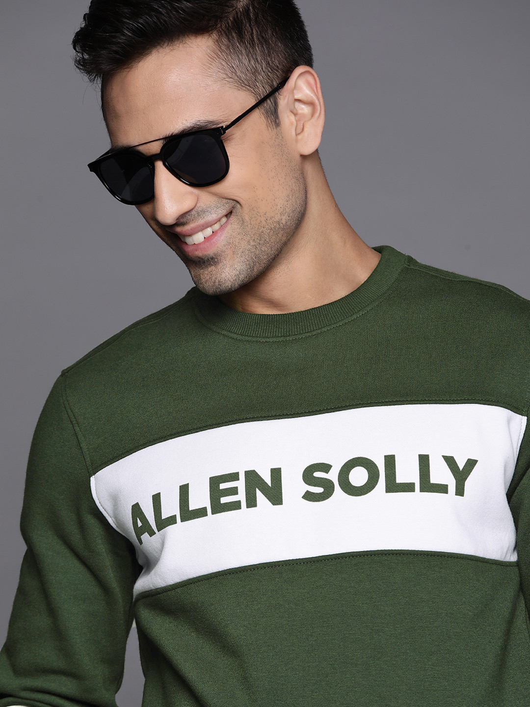 

Allen Solly Men Olive Green & White Brand Logo Printed Sweatshirt
