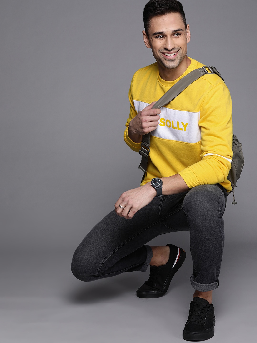 

Allen Solly Men Yellow & White Brand Logo Printed Sweatshirt