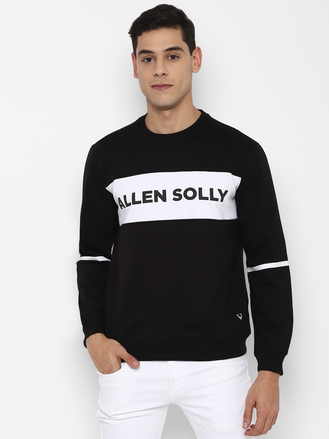 

Allen Solly Men Black & White Printed Sweatshirt