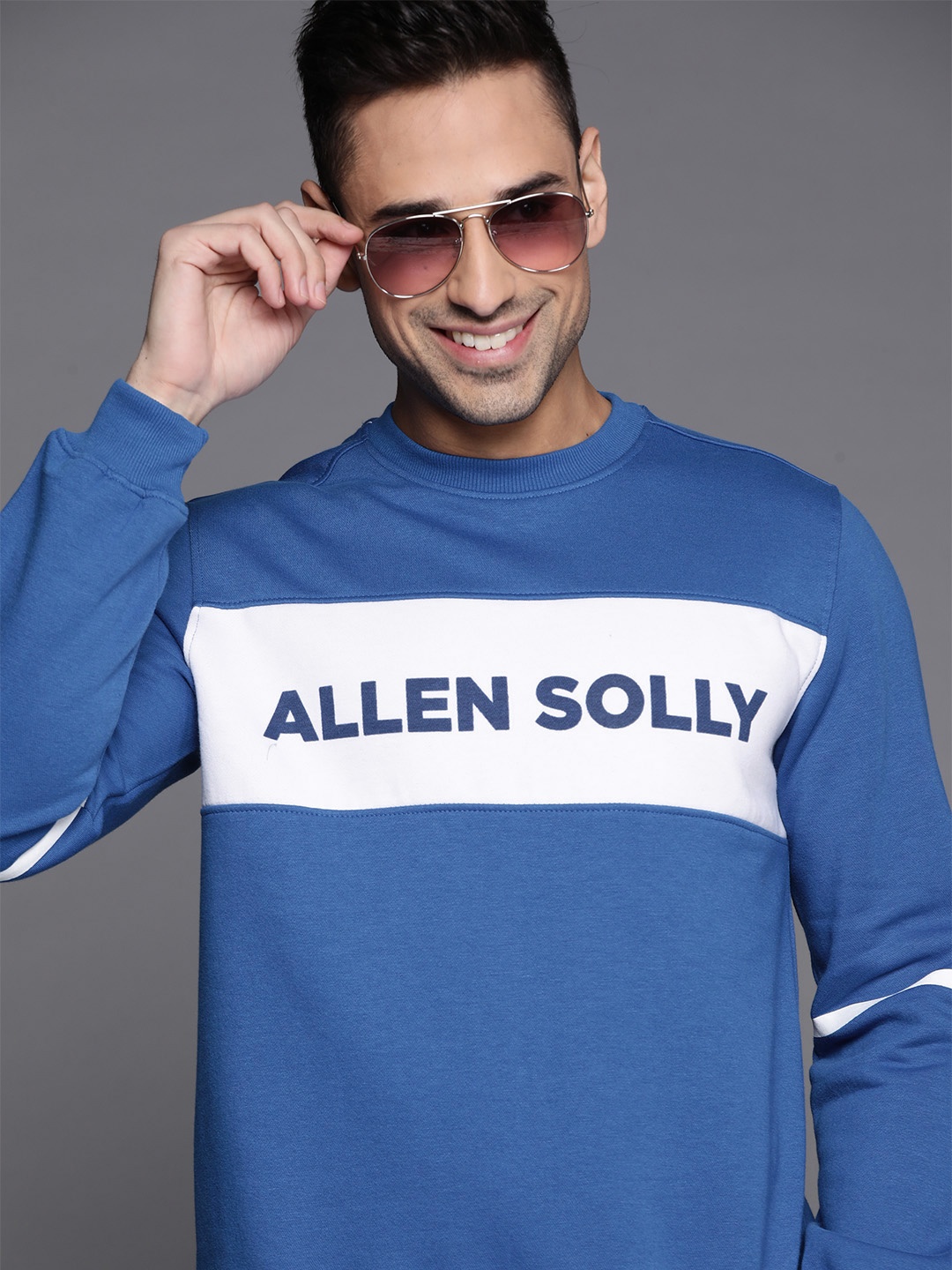 

Allen Solly Men Blue & White Brand Logo Print Sweatshirt