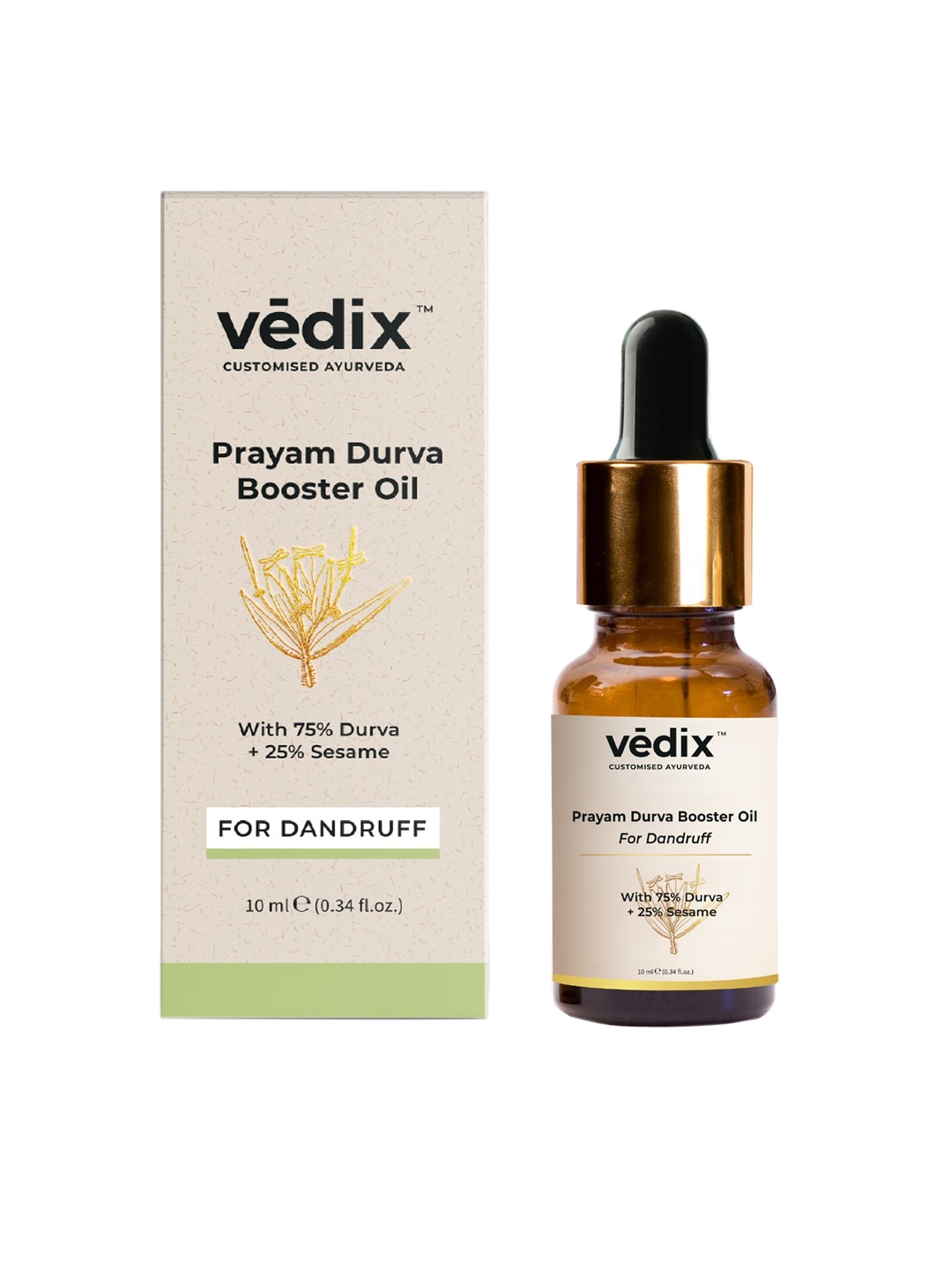 

VEDIX Ayurvedic Hair Oil Prayam Durva Booster Oil For Dandruff Care & Hair Growth - 10 ml, Brown