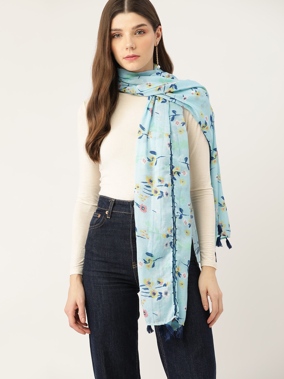 

DressBerry Women Blue Floral Printed Scarf