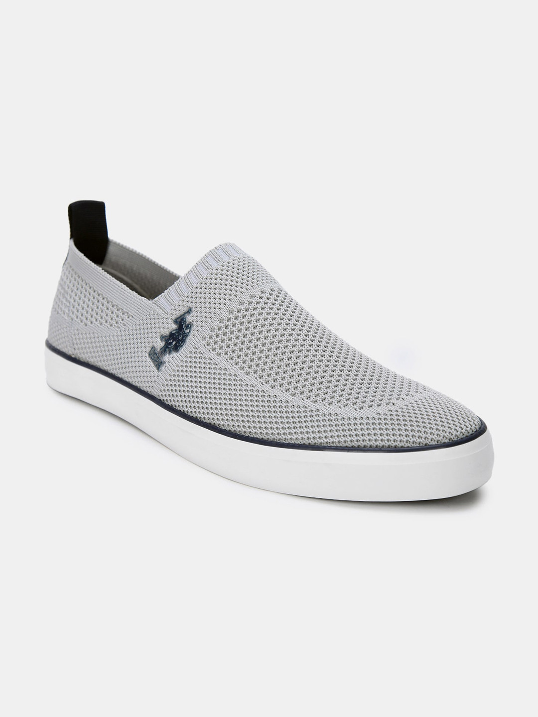 

U S Polo Assn Men Grey Perforations Slip-On Sneakers