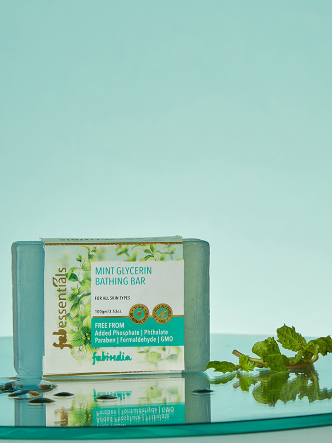 

Fabindia Fabessentials Mint Glycerin Bathing Bar - 100g, Green
