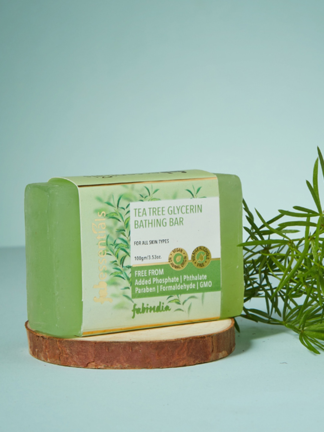 

Fabindia Fabessentials Tea Tree Glycerin Bathing Bar - 100g, Green