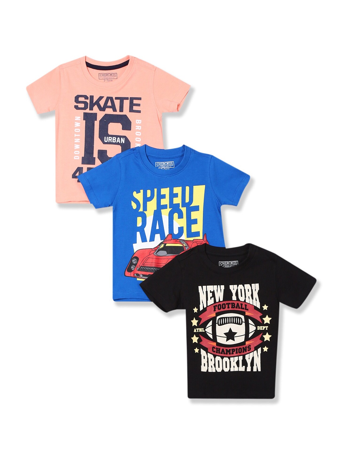 

Cherokee Boys Pack of 3 Multicoloured Printed Round Neck T-shirt, Multi