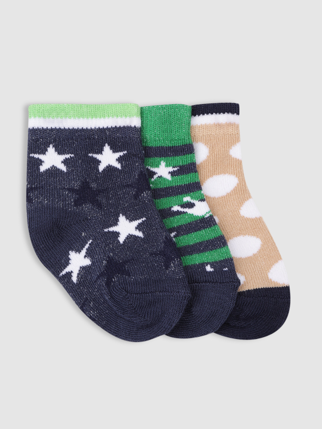 

YK Kids Pack Of 3 Patterned Ankle-Length Socks, Navy blue