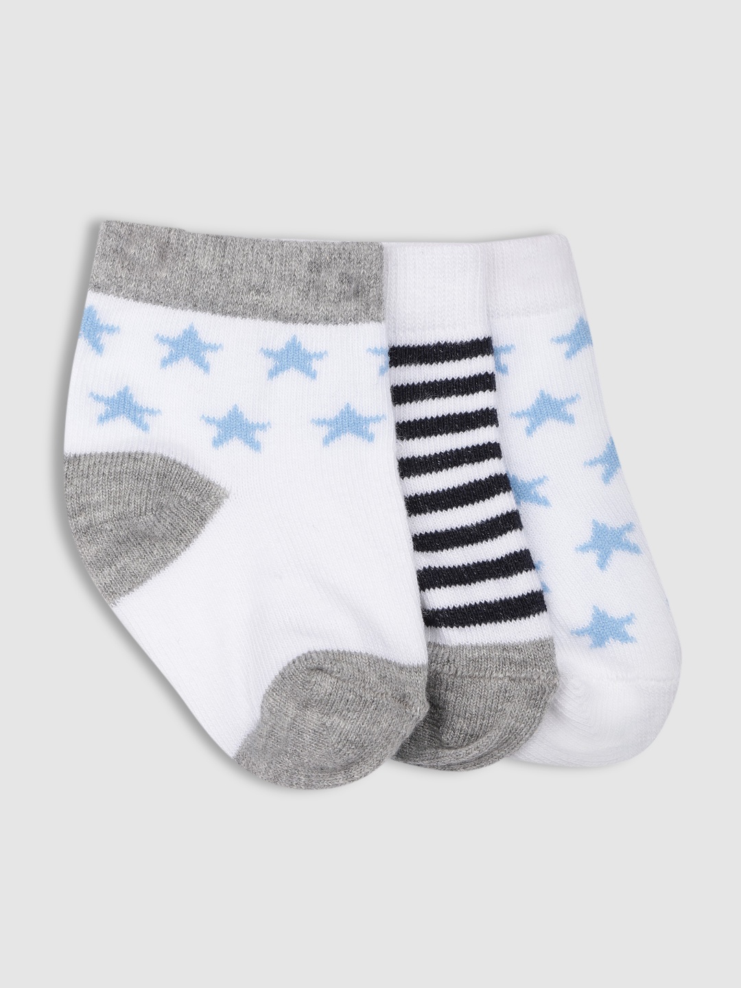 

YK Kids Pack Of 3 Patterned Ankle-Length Socks, White