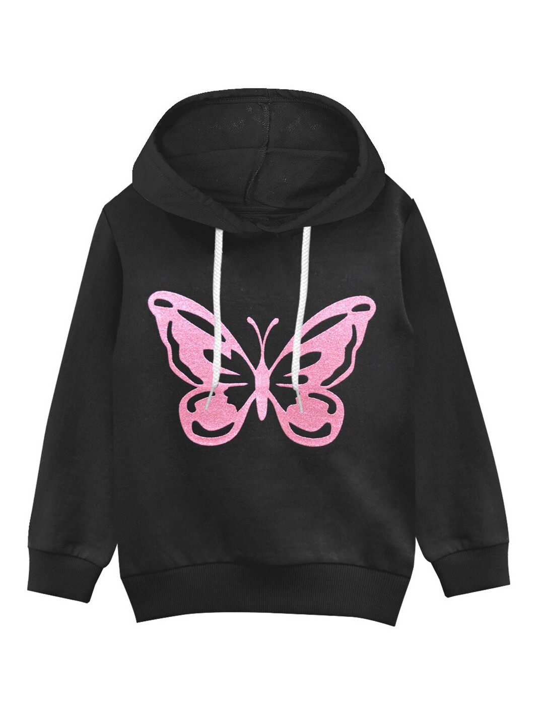 

A T U N Girls Black Printed Hooded Sweatshirt