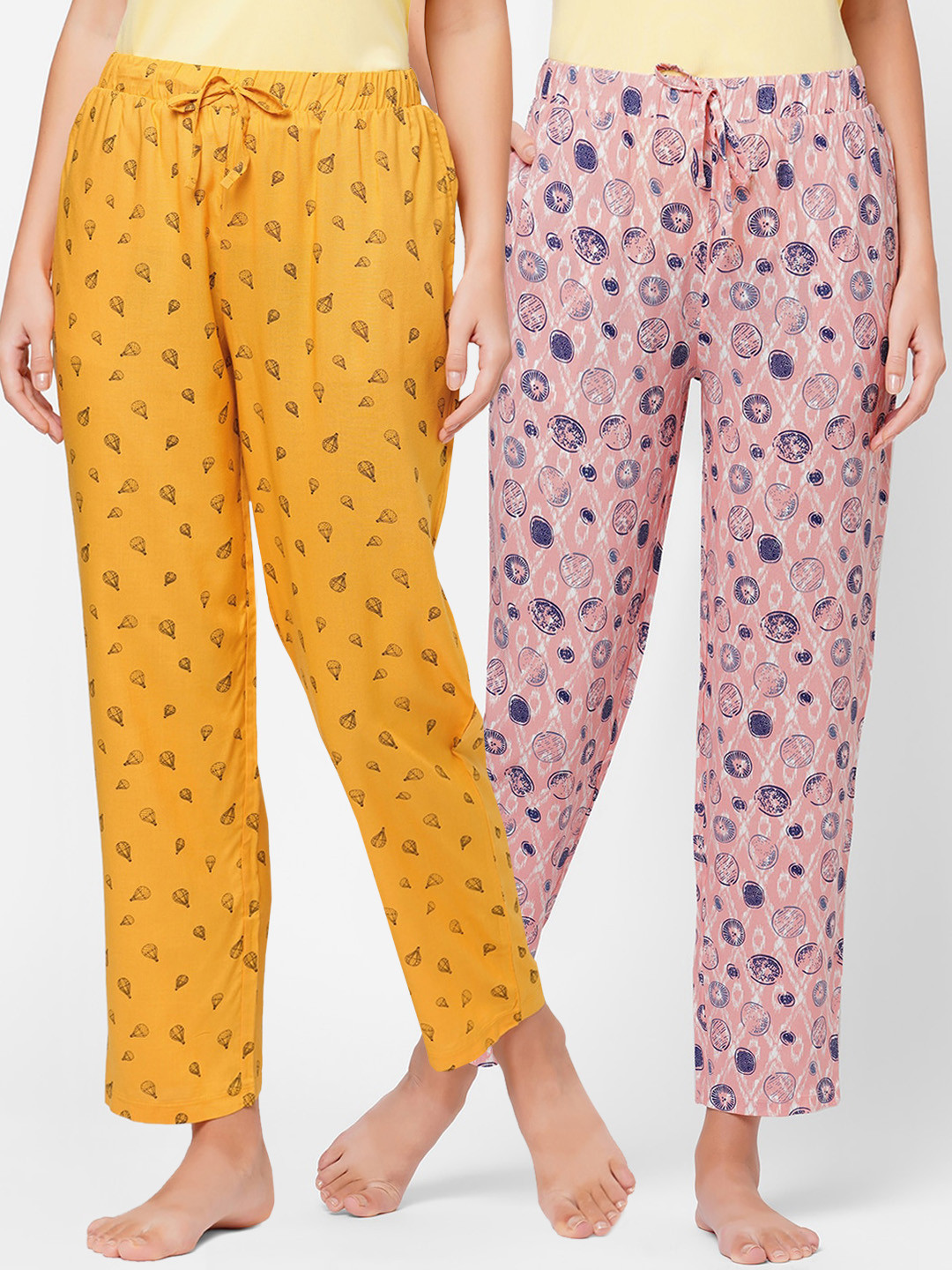 

Soie Women Pack Of 2 Printed Lounge Pants, Pink