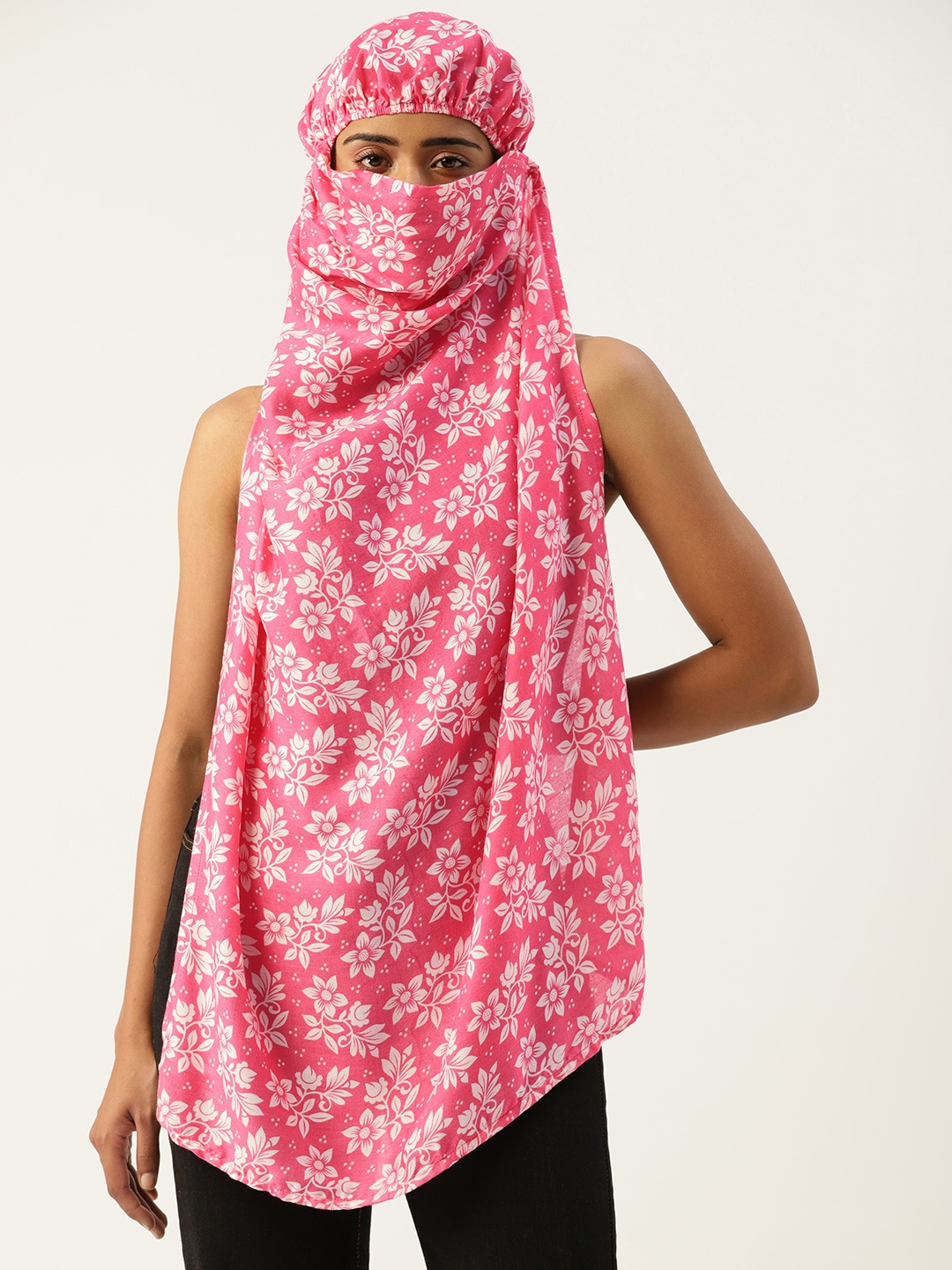 

DressBerry Women Pink & White Printed Biker Scarf