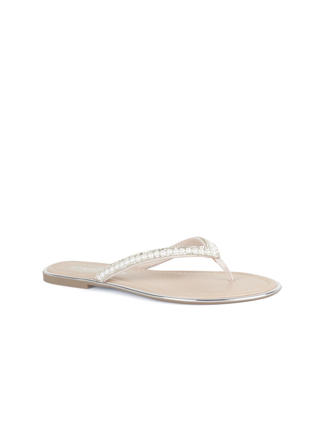 

London Rag Women Nude-Coloured Embellished Open Toe Flats