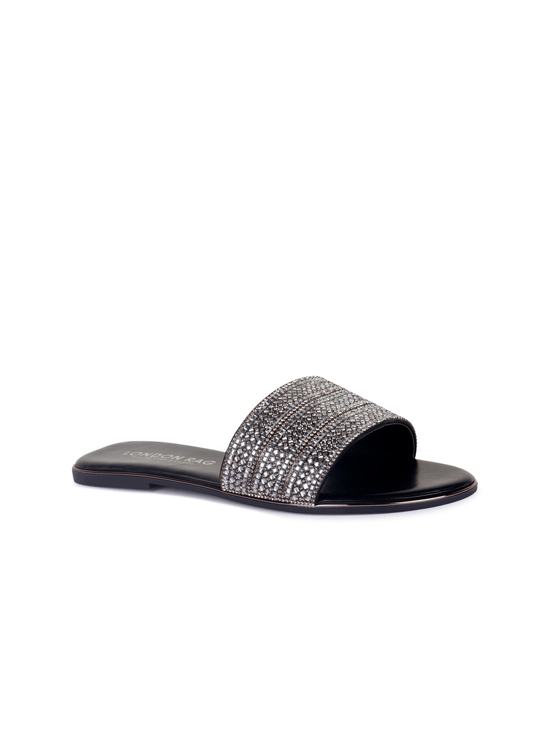 

London Rag Women Black Embellished Sliders