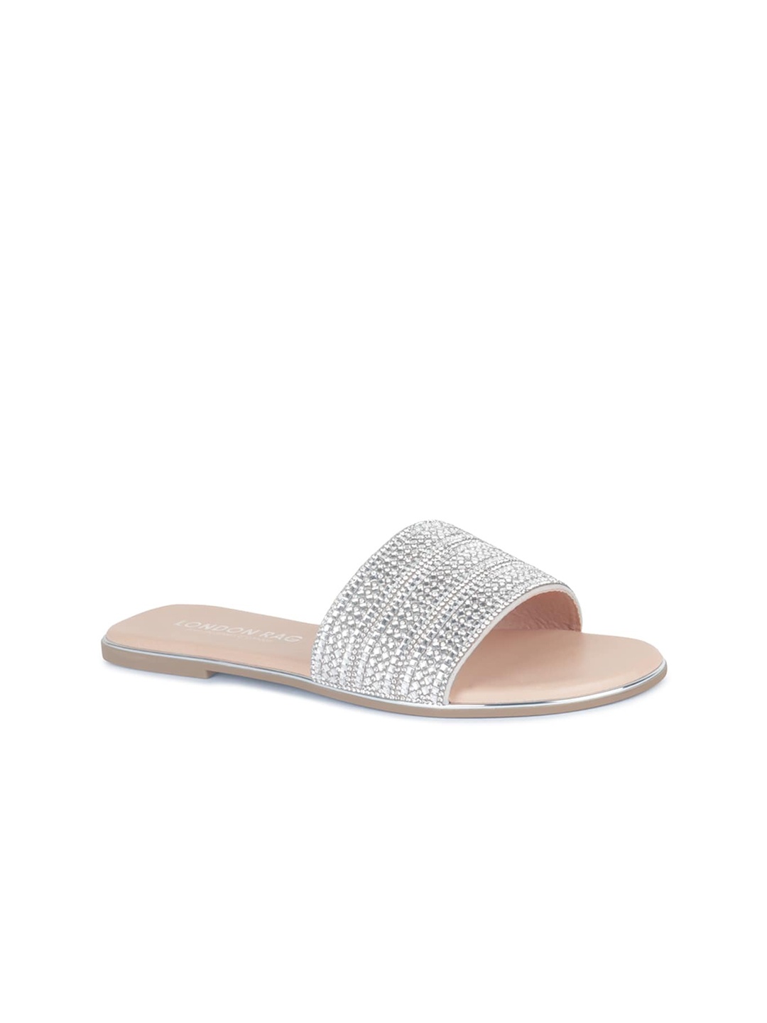 

London Rag Women Nude-Coloured Embellished Open Toe Flats