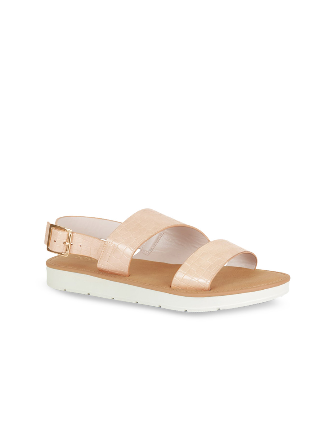 

London Rag Women Cream-Coloured Open Toe Flats with Buckles