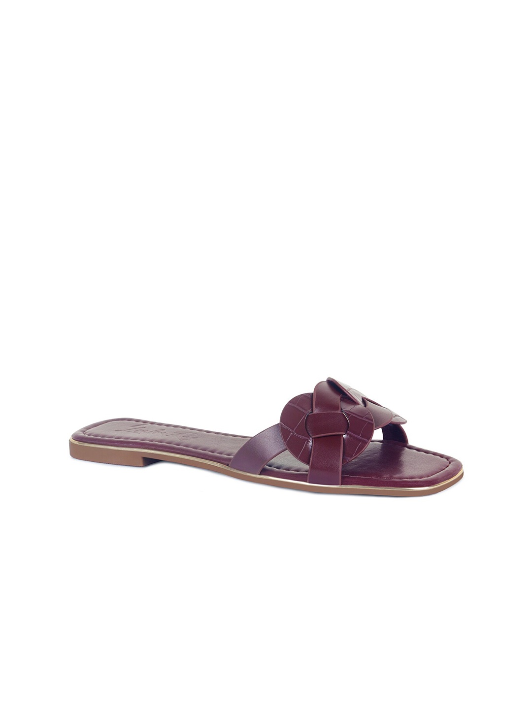 

London Rag Women Burgundy Woven Design Open Toe Flats
