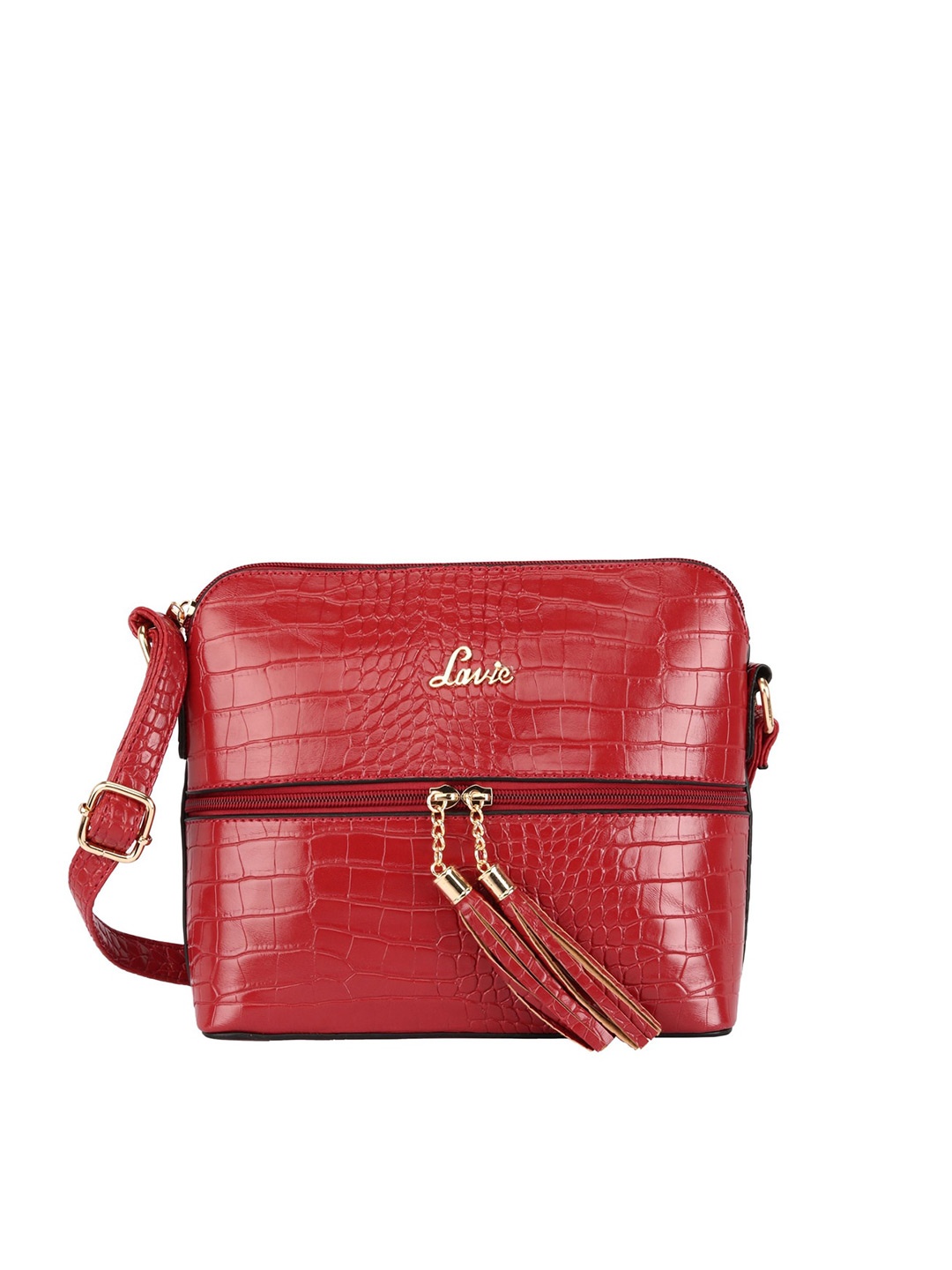 

Lavie Woman Red Animal Textured Sling Bag