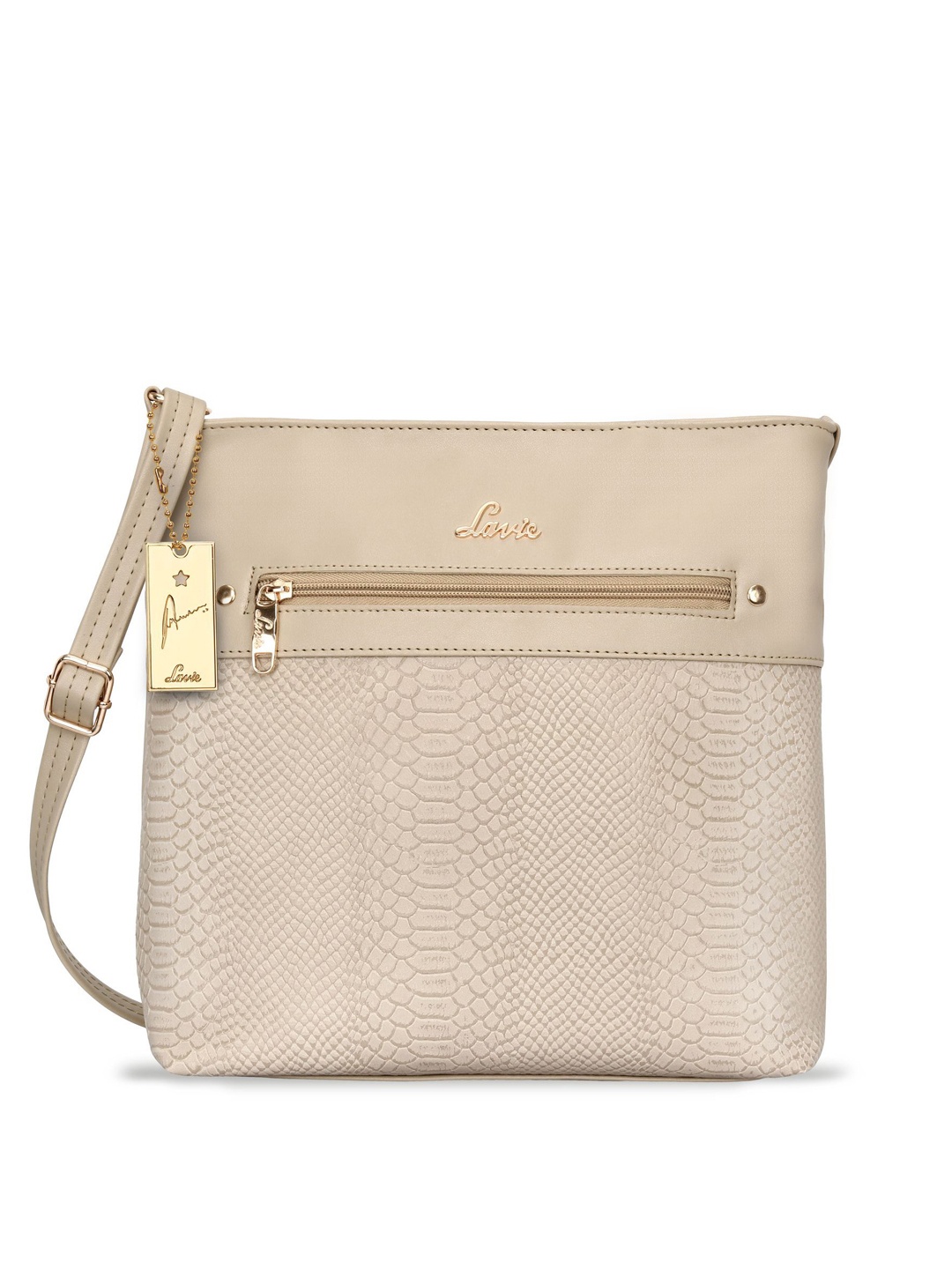 

Lavie Beige Textured Structured Sling Bag with Quilted