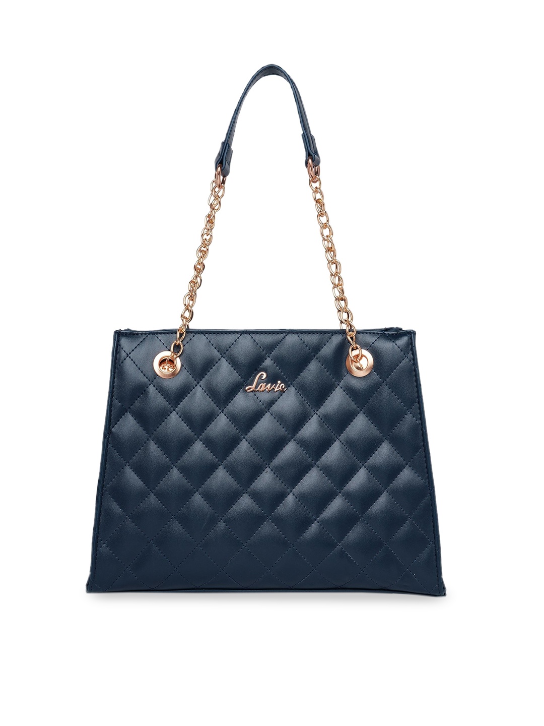 

Lavie Woman Navy Blue Quilted Structured Handheld Bag