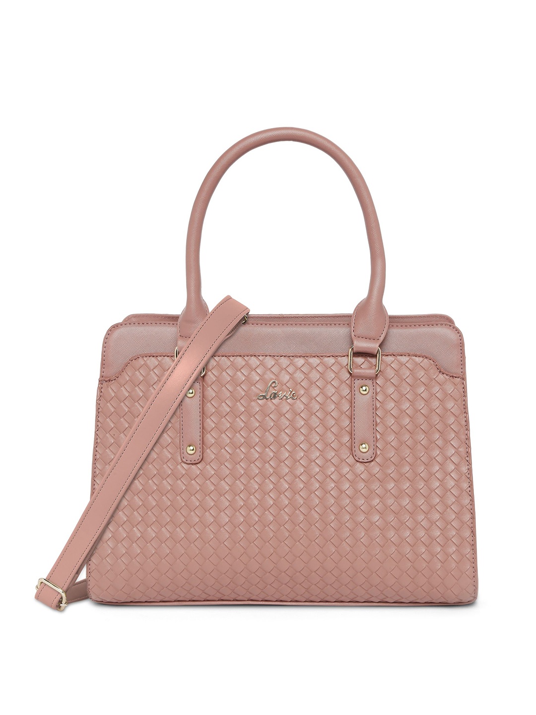 

Lavie Women Pink Textured Structured Satchel Bag