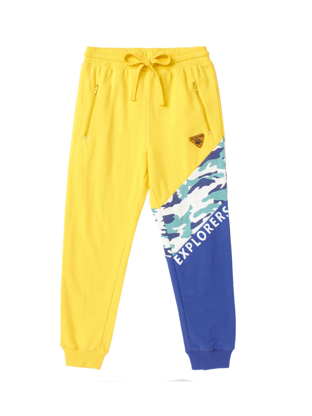 

Cub McPaws Boys Yellow & Blue Colourblocked Cotton Joggers