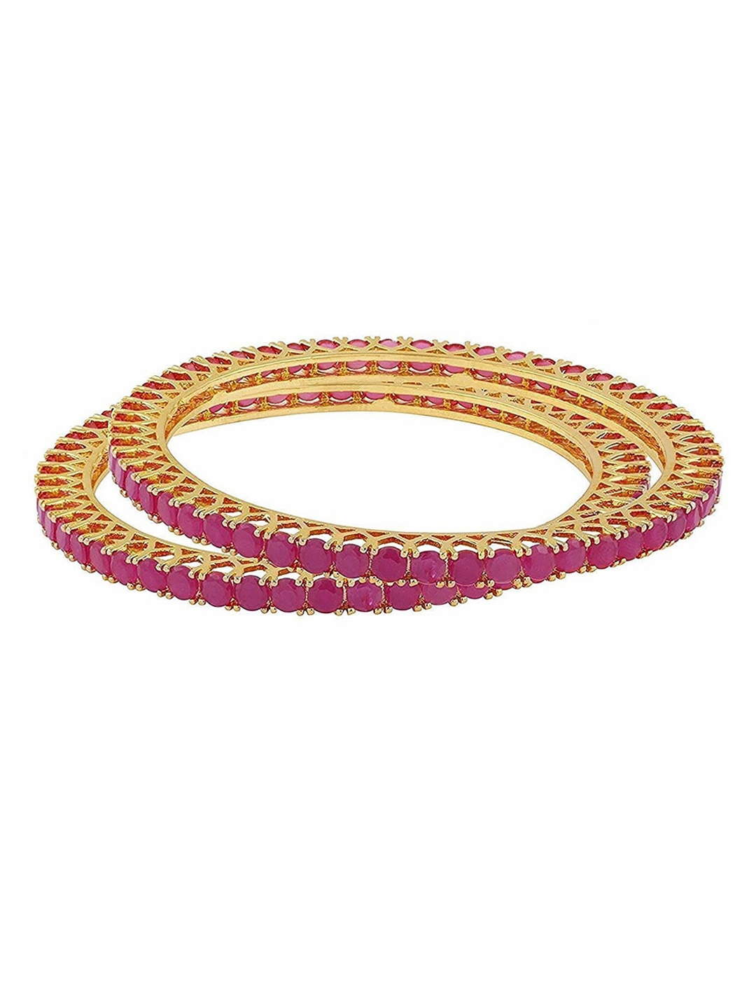 

Runjhun Women Majenta Set of 2 CZ Bangles, Magenta