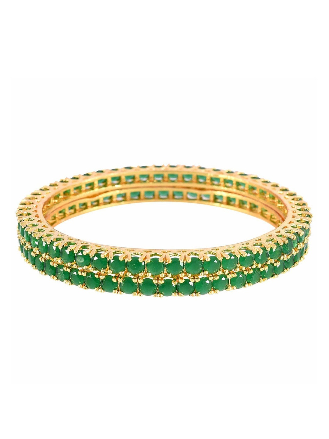 

Runjhun Set of 2 Green & Gold-Toned Bangles