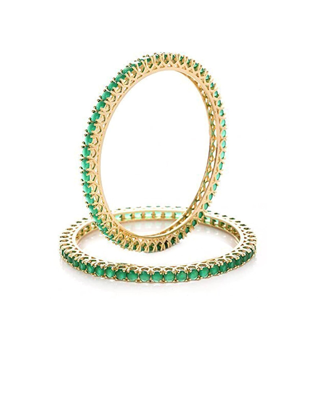

Runjhun Women Set of 2 Green Bangles