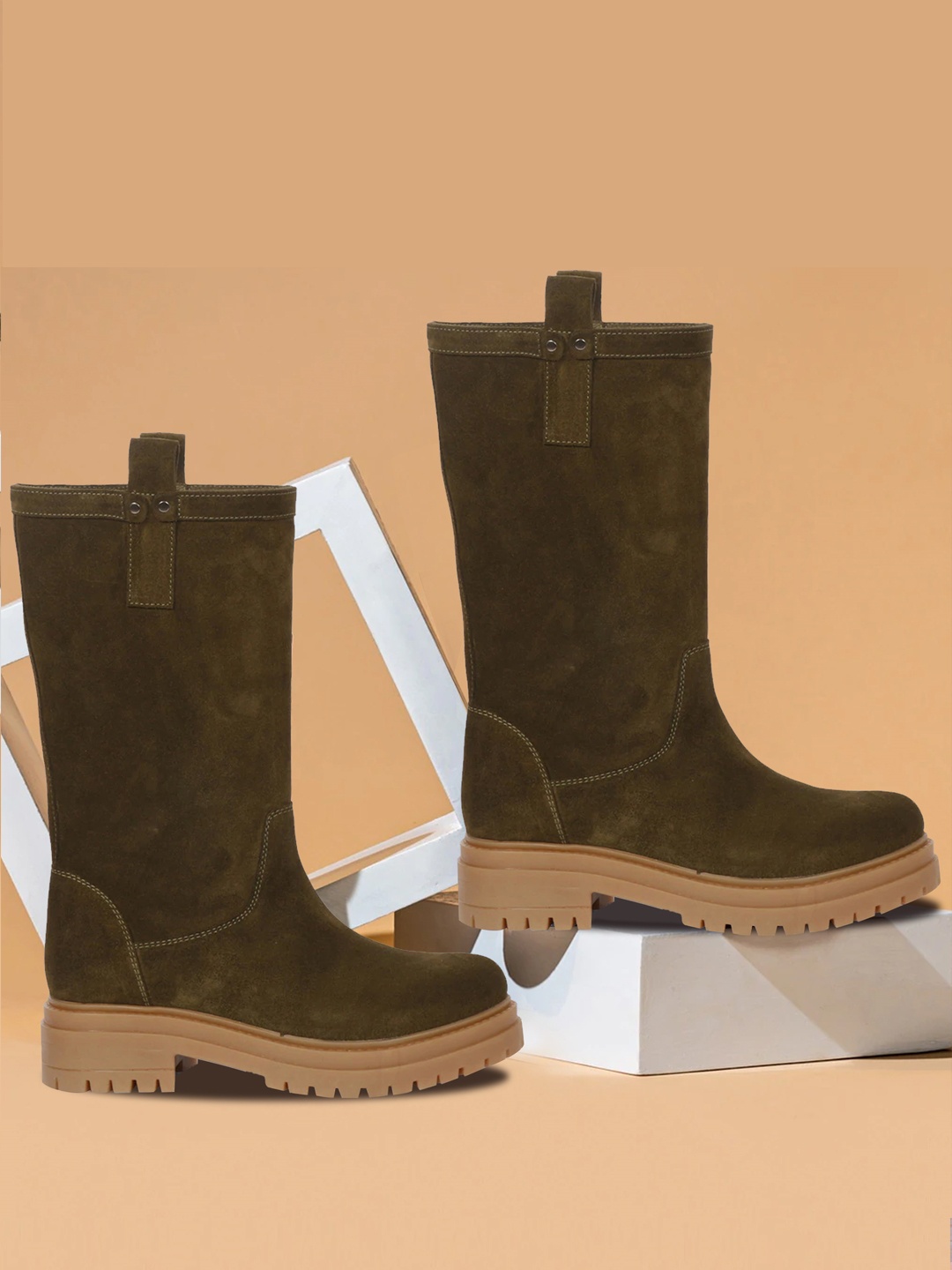 

Saint G Green Bosco Suede Leather Pull On Calf Boots