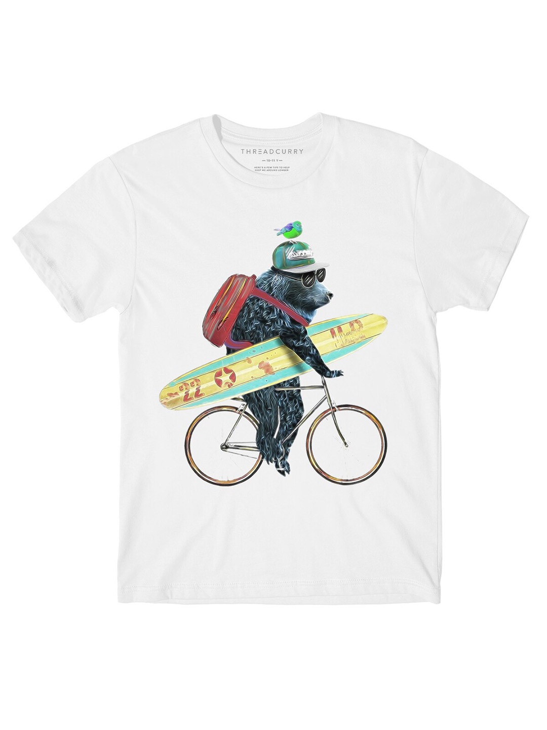 THREADCURRY Boys White & Navy Blue Printed Outdoor T-shirt