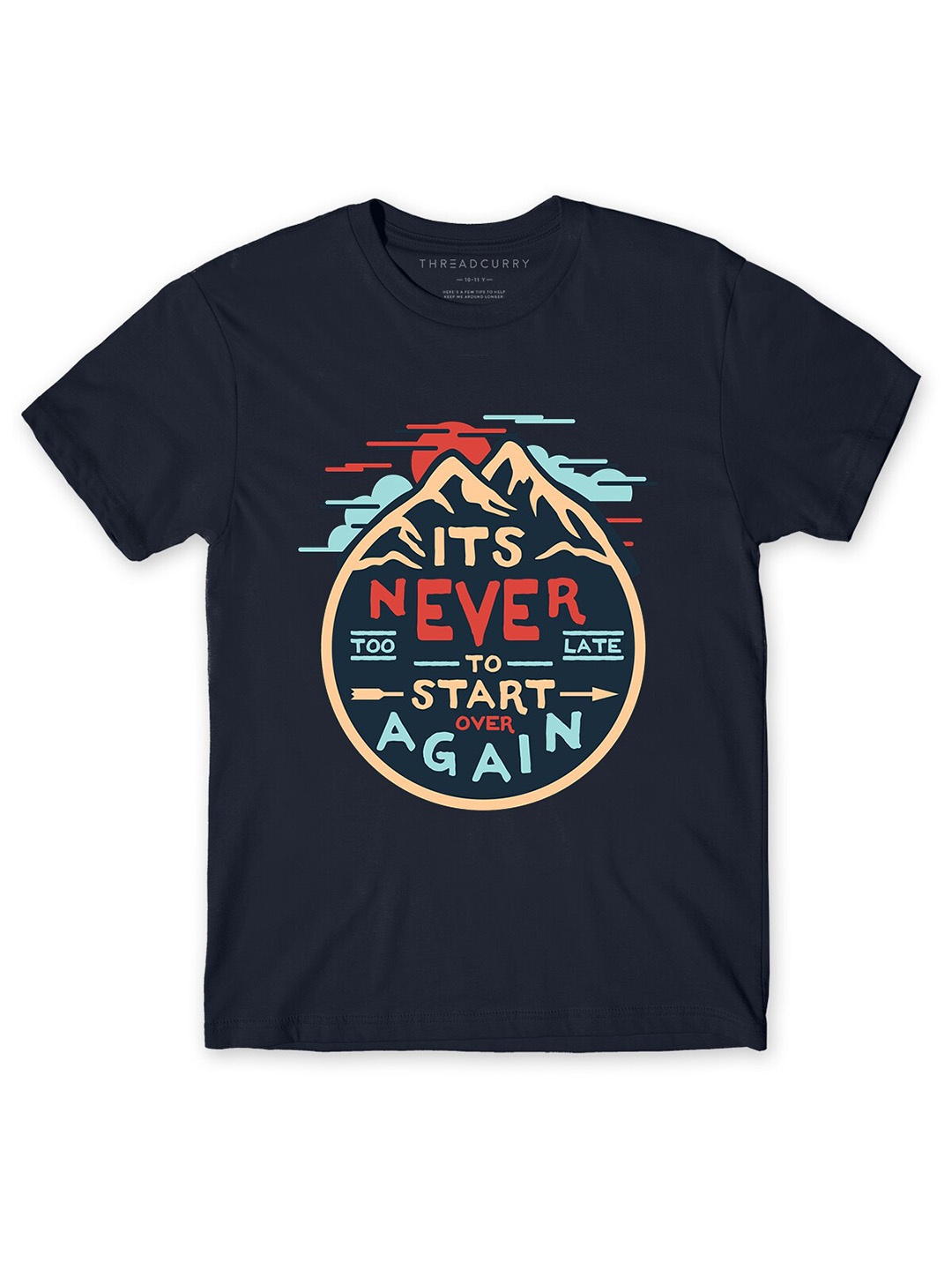 

THREADCURRY Boys Navy Blue Typography Printed Outdoor T-shirt
