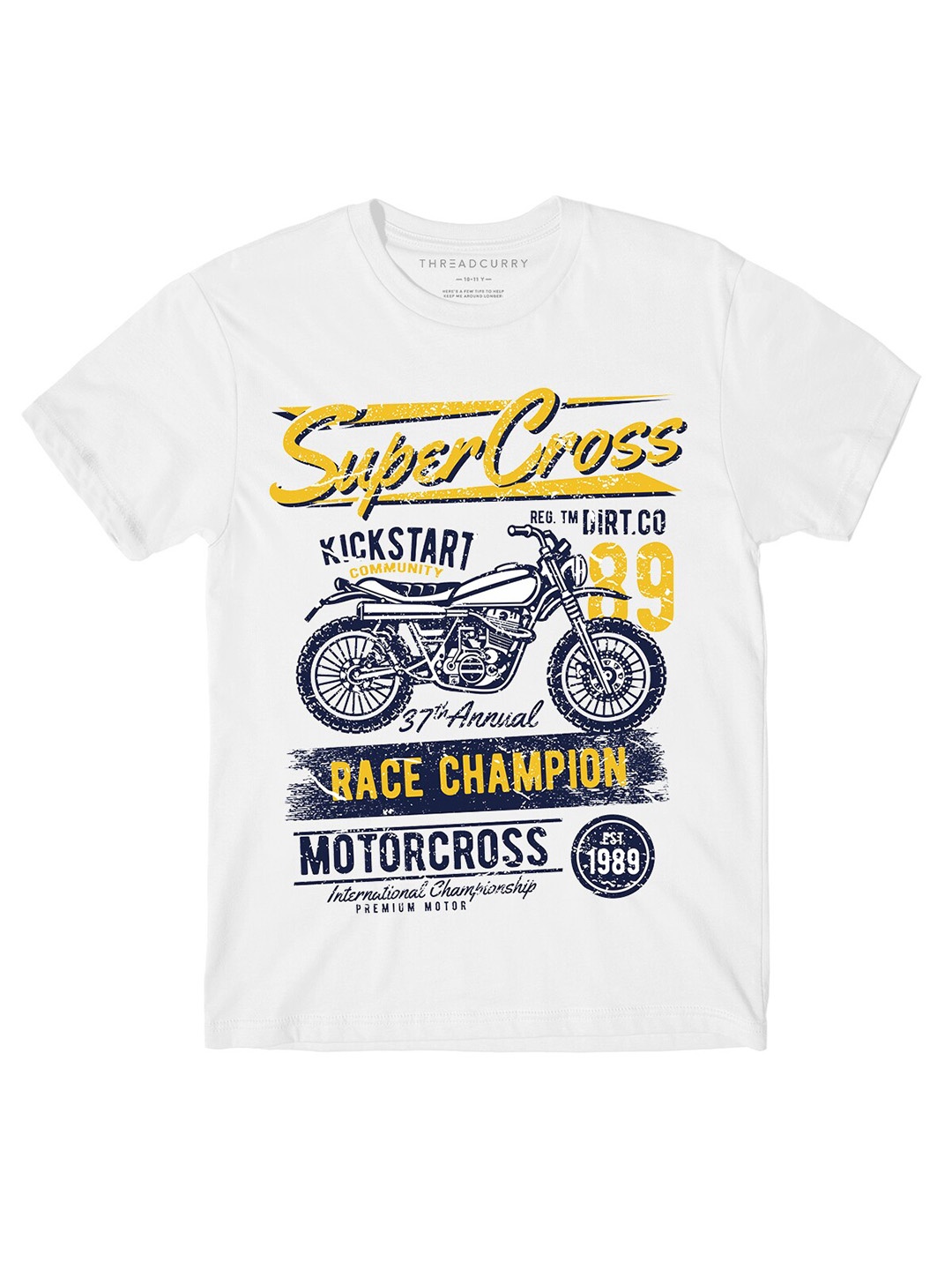 

THREADCURRY Boys White Biker Printed T-shirt