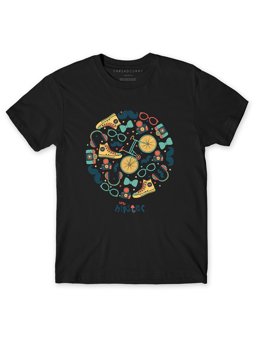 

THREADCURRY Boys Black Printed T-shirt