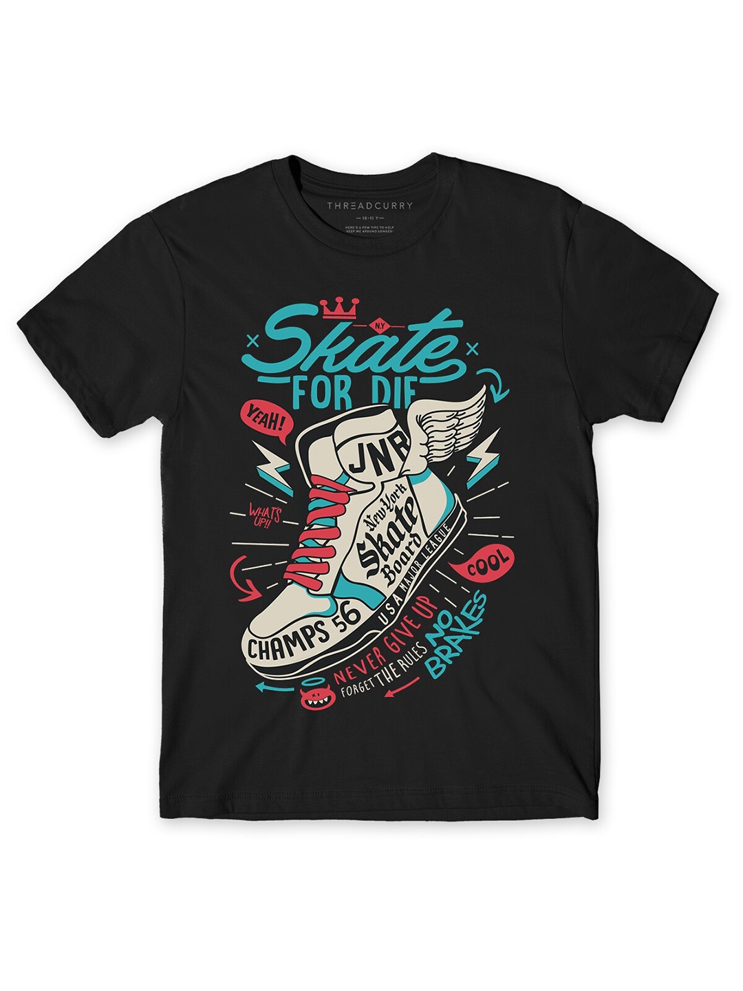 

THREADCURRY Boys Black & Blue Printed Outdoor T-shirt