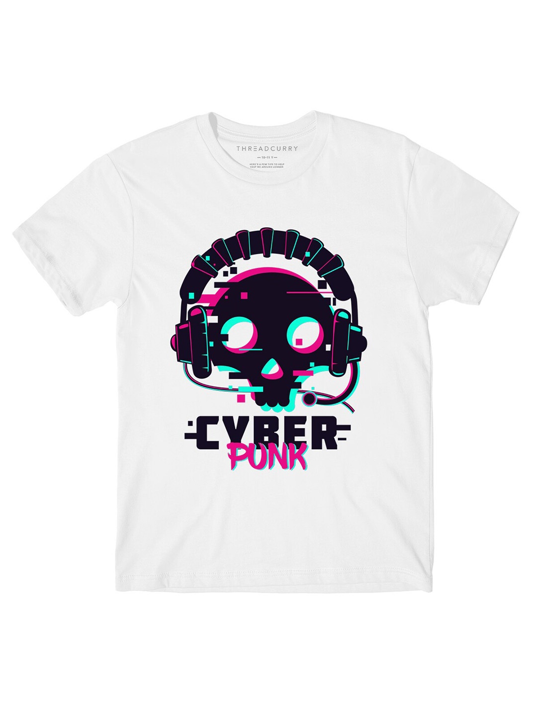 

THREADCURRY Boys White & Black Printed Round Neck T-shirt