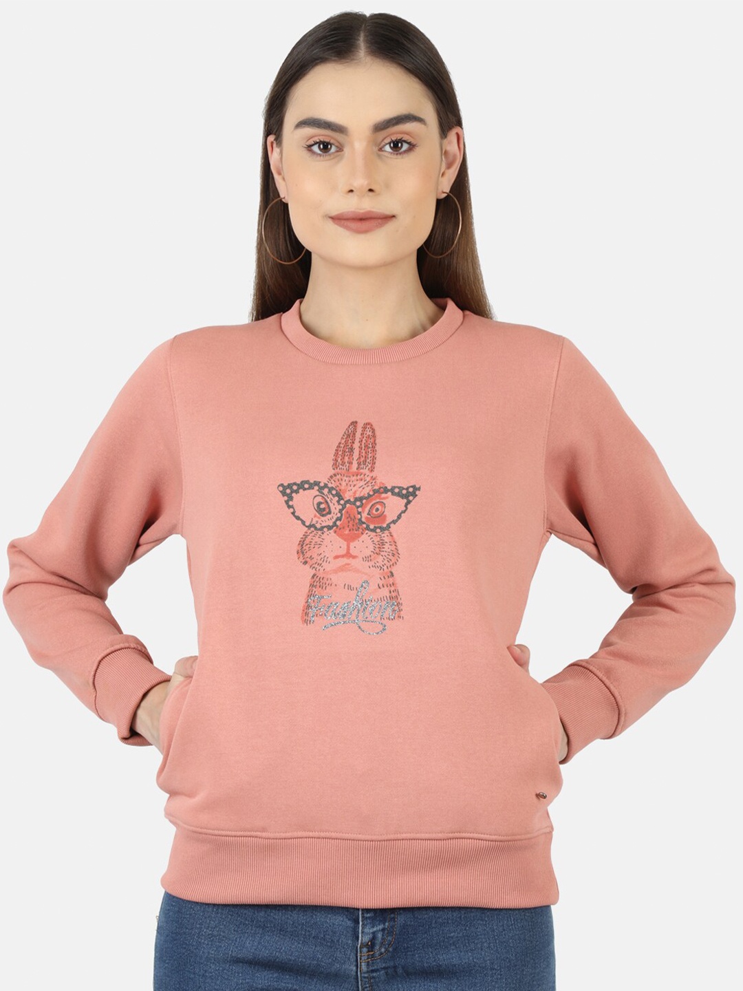 

Monte Carlo Women Pink Printed Sweatshirt