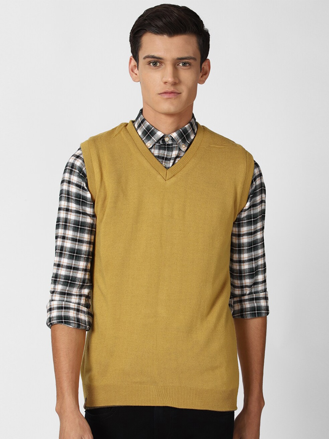 

Peter England Casuals Men Yellow Acrylic Sweater Vest