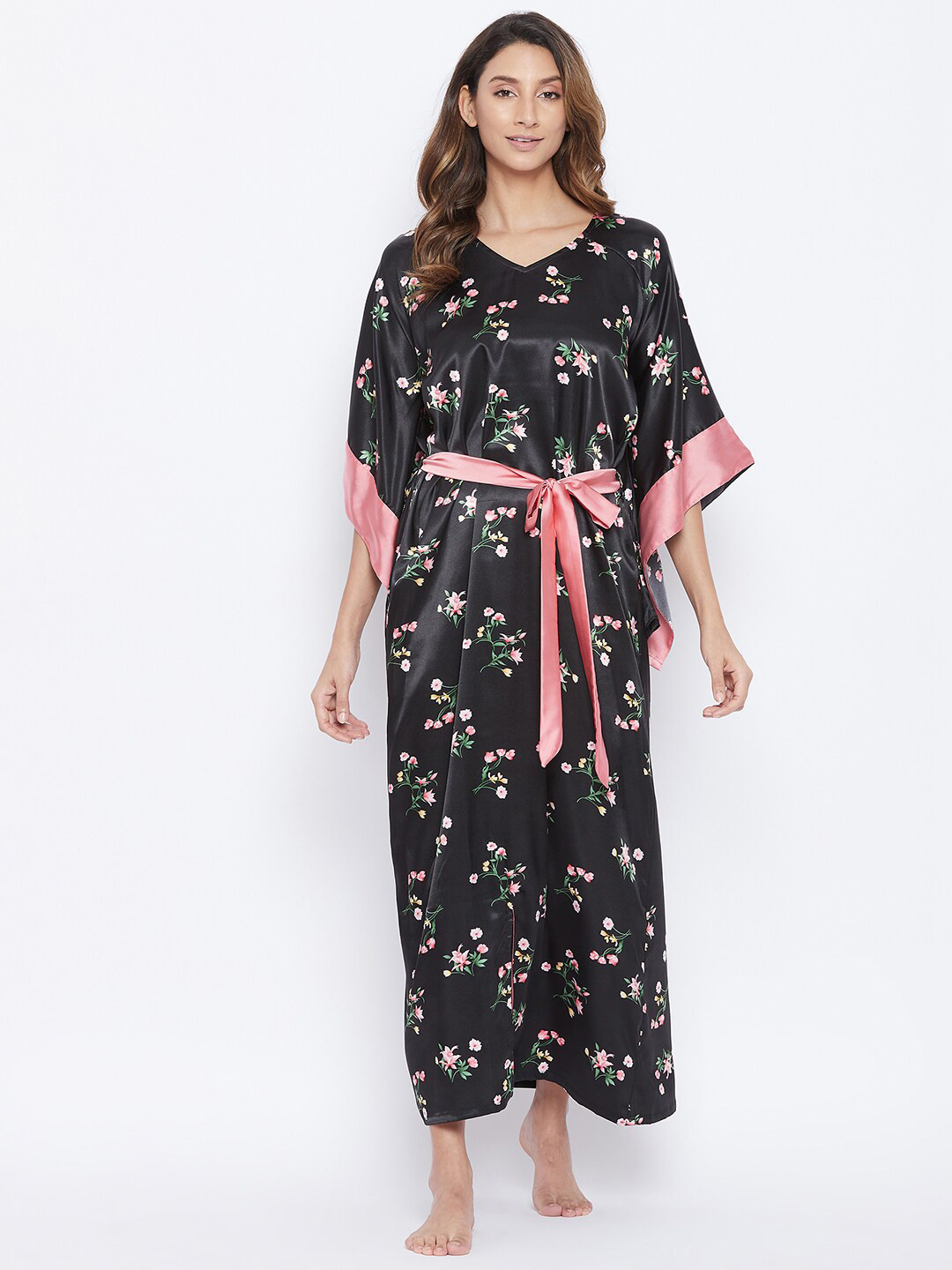 

The Kaftan Company Black Printed Maxi Nightdress