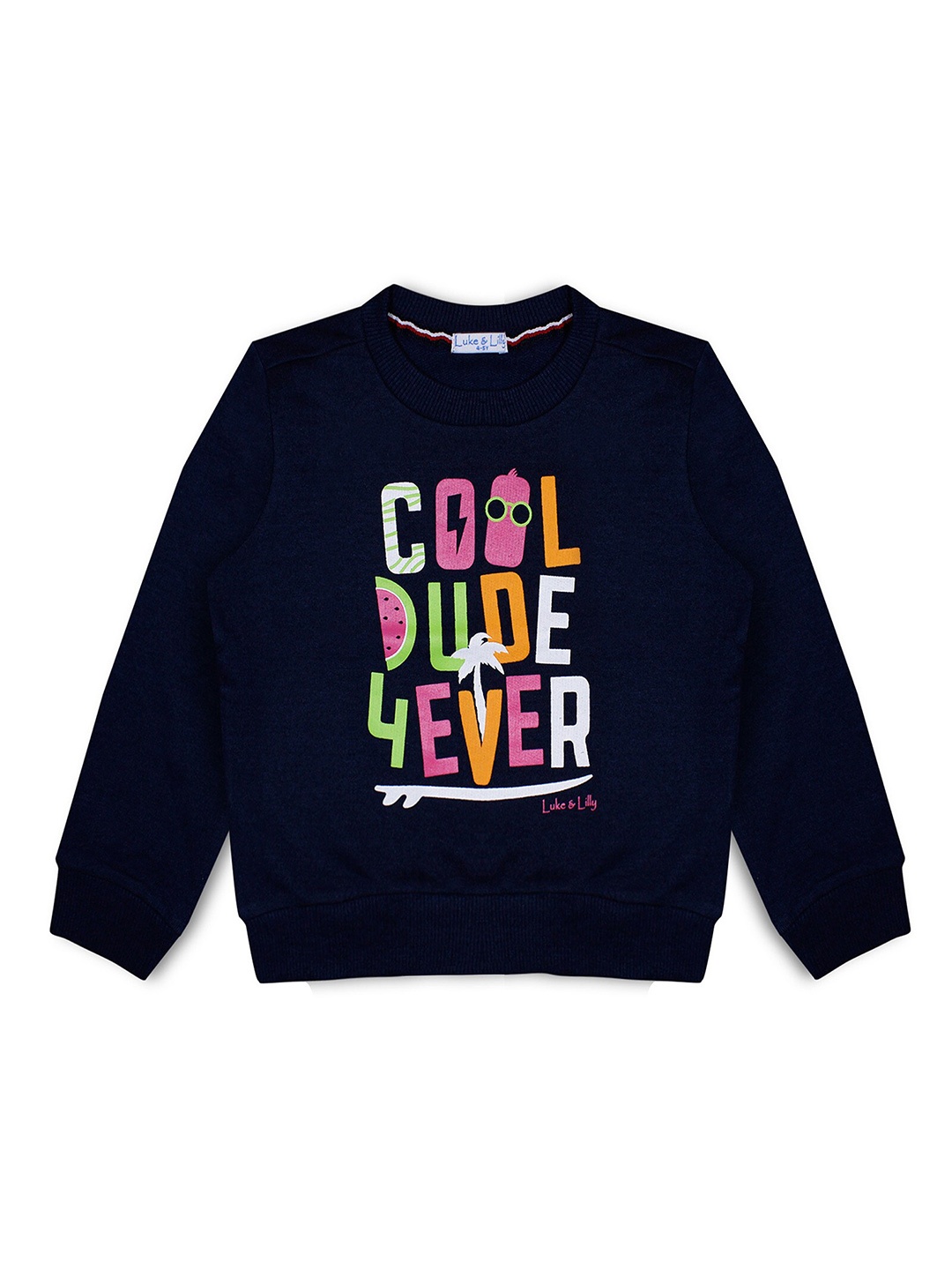 

Luke & Lilly Boys Navy Blue Printed Hooded Sweatshirt